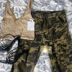 Navy Fashion Cargo Jeans